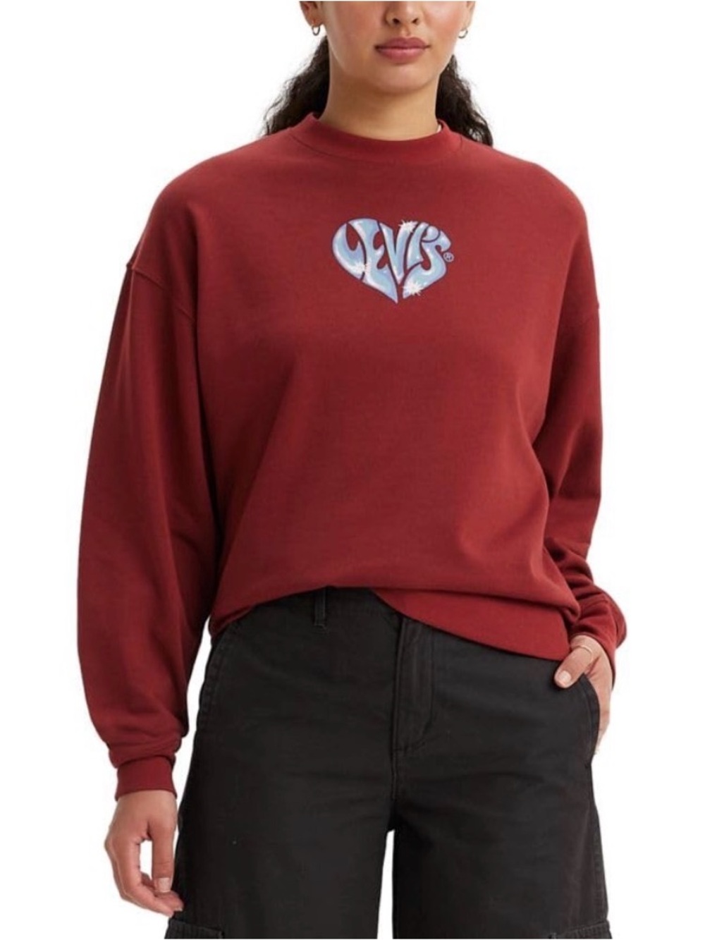 Levi's Red Crewneck with Sparkle Heart Logo